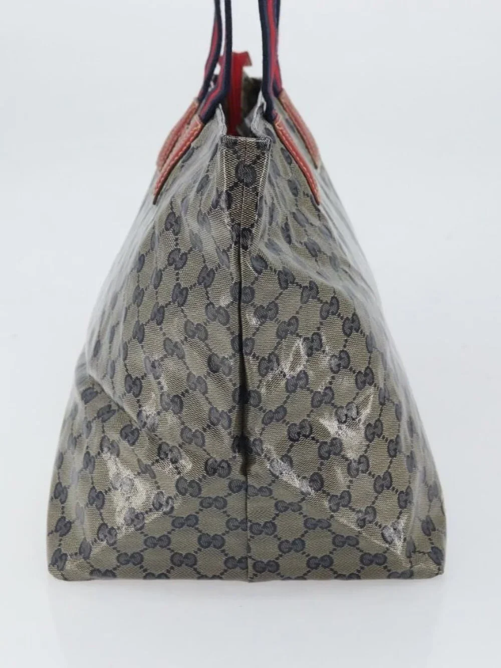 GUCCI GG Crystal Sherry Line Tote Bag Coated Canvas Navy Gold 131231 Auth 164487
